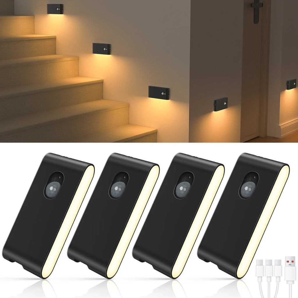 WILLED Motion Sensor Wireless Stair Lights Indoor Battery Rechargeable Night Lights for Stairway Hallway Kitchen Cabinet Bedroom