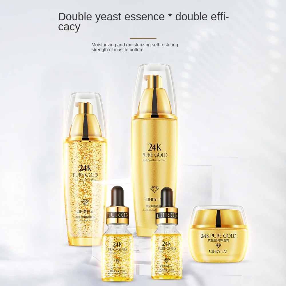 24K Gold Skin Care Sets Moisturizes Shrinks Pore Oil Control 24K Gold Toner Face Cream Emulsion Facial Essence Sets
