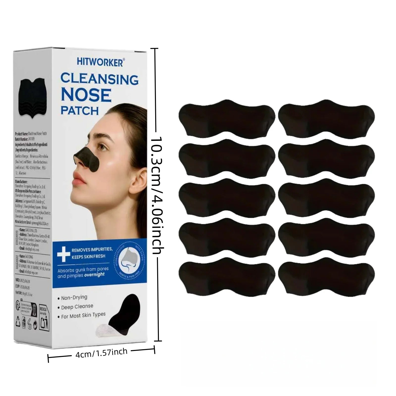 30 Pcs Charcoal Deep Cleansing Nose Strips, Absorb Blackheads & Pore Dirt, Purifying & Oil Control Blackhead Remover